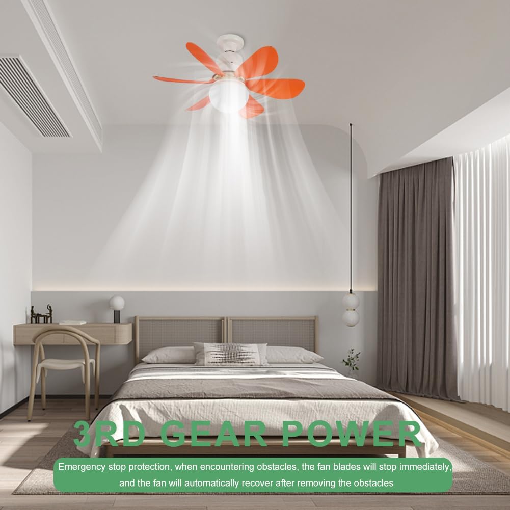Ceiling fans with lights and remote control, 30W ceiling fan with dimmable light, quiet ceiling fan with 6 blades, 3 color temperatures, 3 speeds