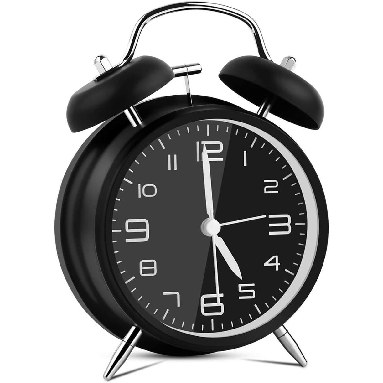 Retro alarmklocka – analog kvartsurverk, batteridriven, vit Exakt och tyst