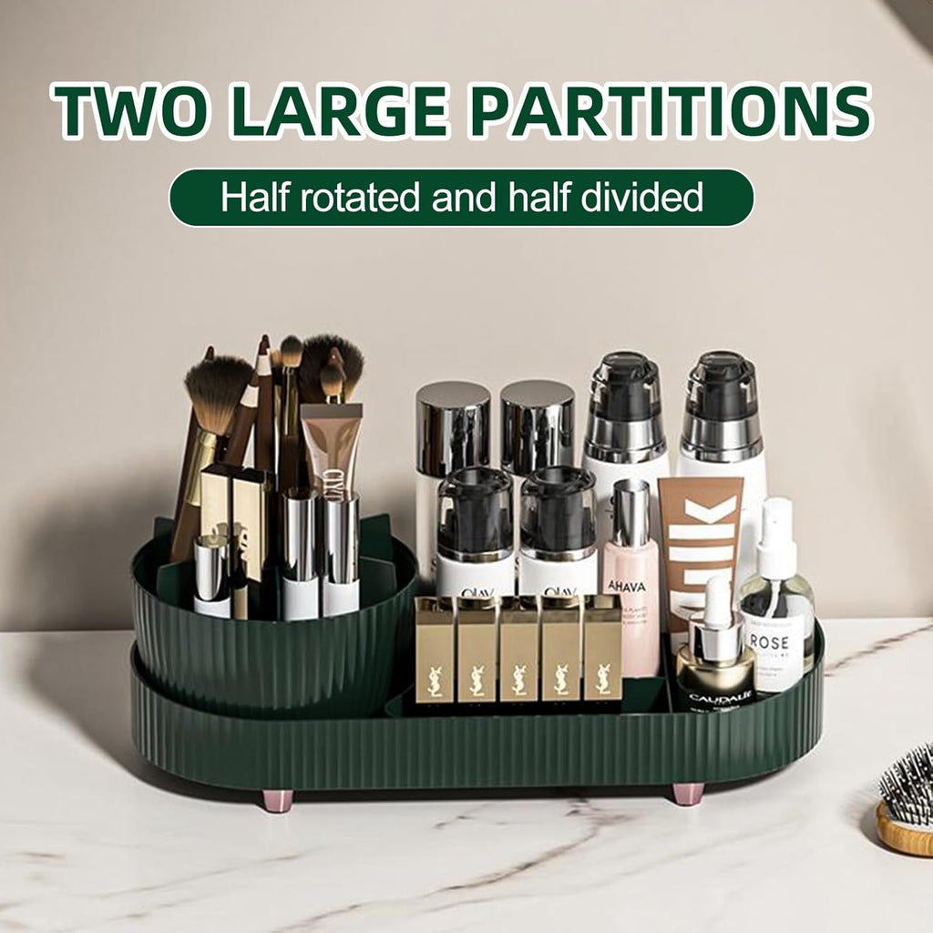 Roterende makeup-organizer med 360 graders rotation – 2-i-1 roterende rum til kosmetik, perfekt til kommoden.