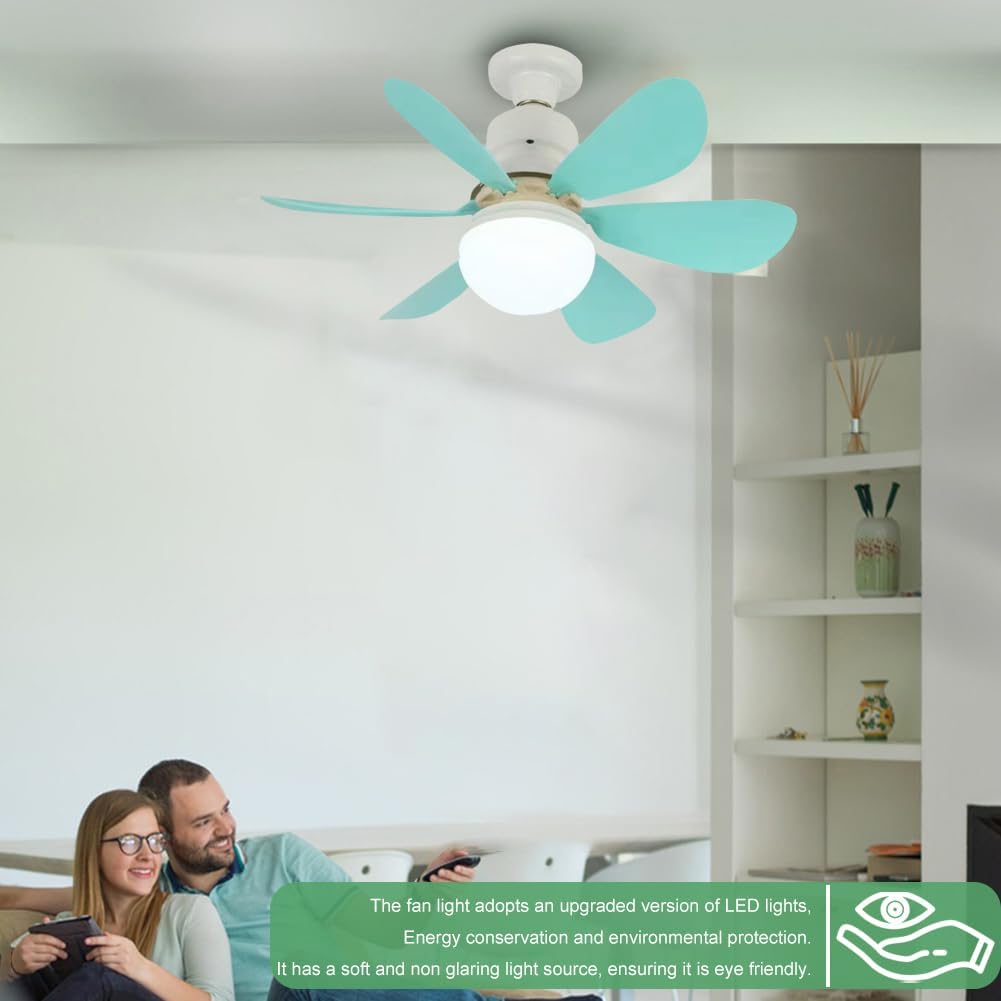 Ceiling fans with lights and remote control, 30W ceiling fan with dimmable light, quiet ceiling fan with 6 blades, 3 color temperatures, 3 speeds