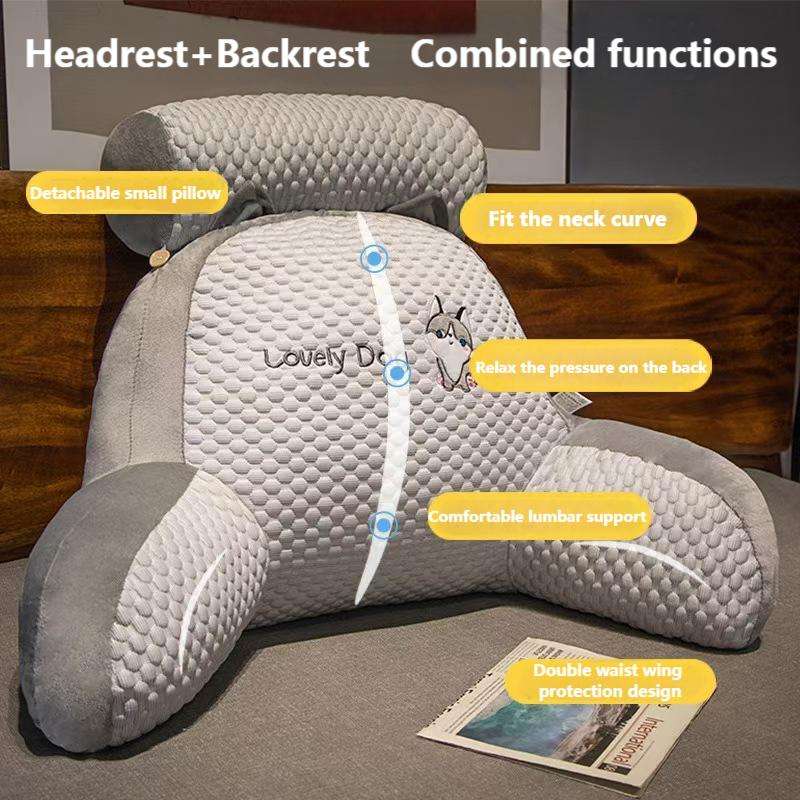 Oreiller de lecture pour enfants ou adultes, grand oreiller de dossier pour s'asseoir au lit, traversin détachable avec bras, grand oreiller pour se reposer au lit, voir le