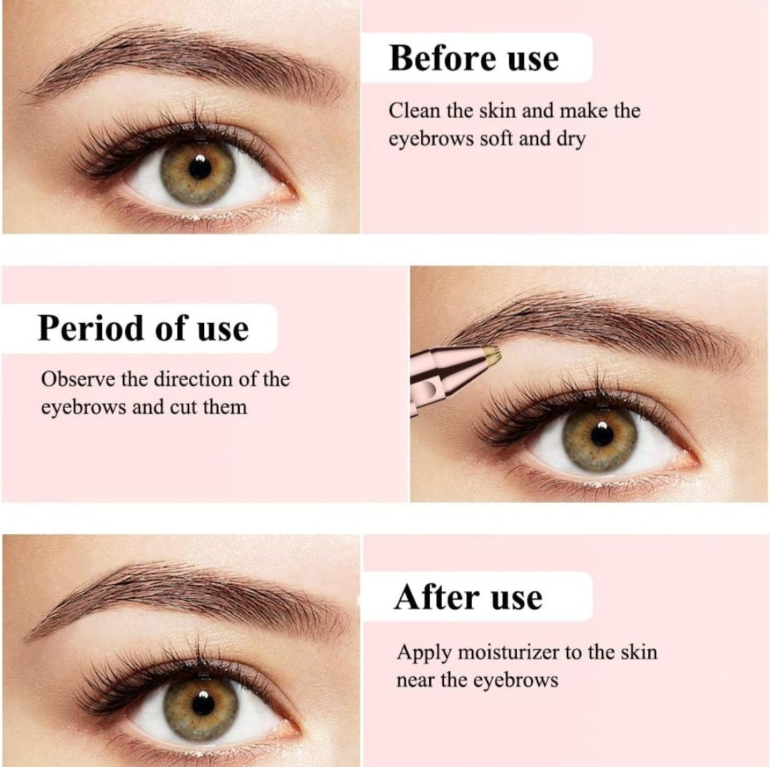 2-i-1 Elektrisk Ansigts Hårfjerner til Kvinder – Øjenbrynstrimmer & Ansigts Hårfjerningsapparat – USB Genopladelig, Vandtæt, Bærbar, Smertefri, med LED-lys – Til Ansigt, Næse og Læber (Hvid)