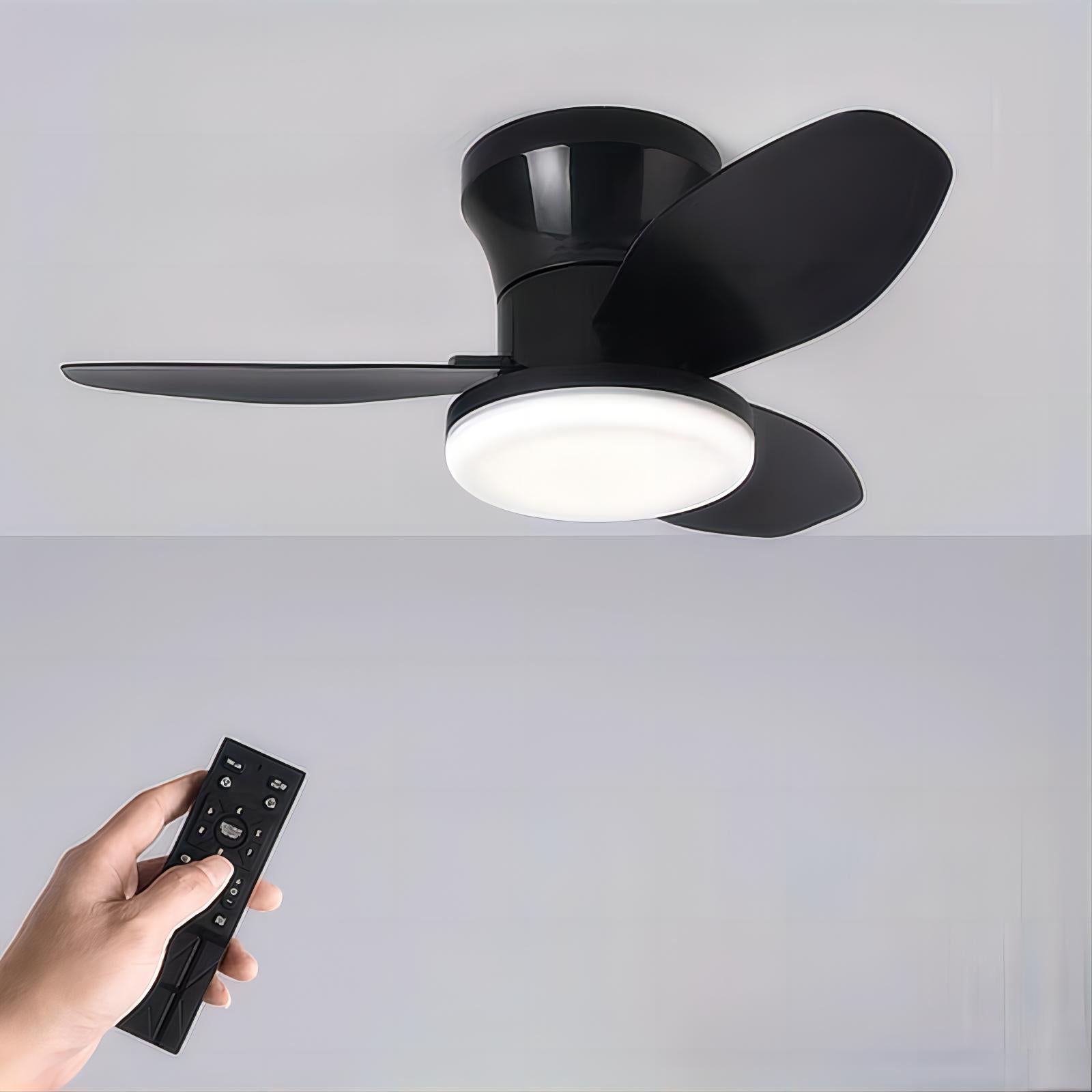 Ventilateur de plafond silencieux de 65 cm (25,5 pouces) avec lumière - Petit ventilateur de plafond avec télécommande, 3 modes d'éclairage LED, 6 vitesses
