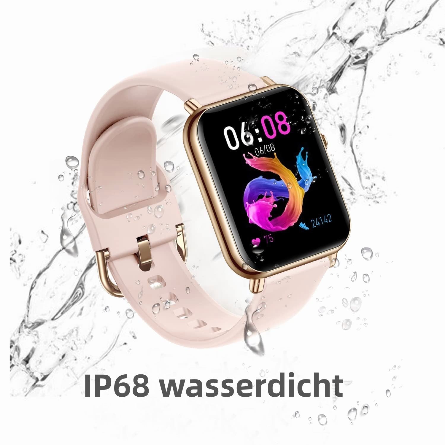 Montre connectée de fitness pour hommes et femmes – Écran tactile Full HD, étanche IP67, compatible Android et iOS