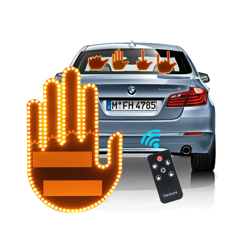 Fun LED light for the rear car window, featuring a remote-controlled LED finger gesture light.