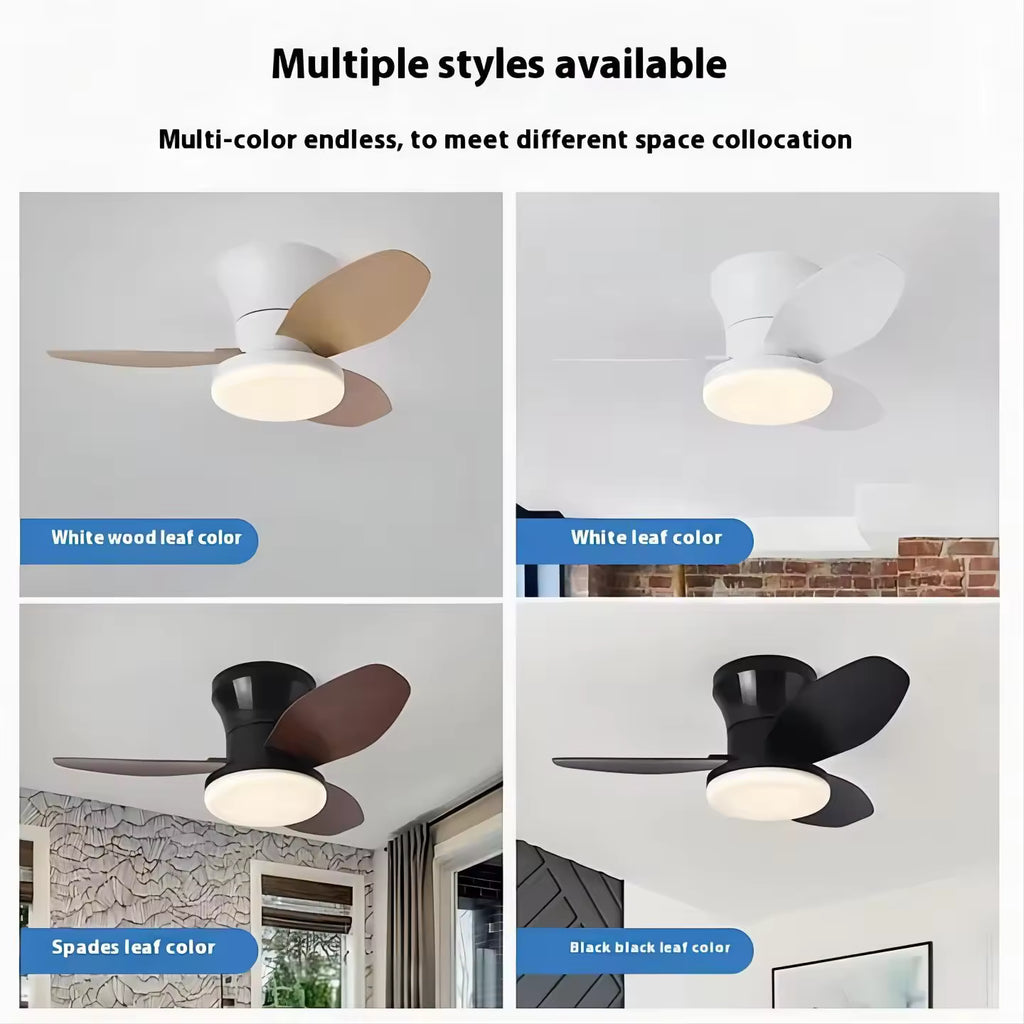Ventilateur de plafond silencieux de 65 cm (25,5 pouces) avec lumière - Petit ventilateur de plafond avec télécommande, 3 modes d'éclairage LED, 6 vitesses