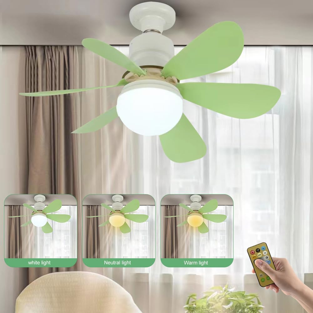 Ceiling fans with lights and remote control, 30W ceiling fan with dimmable light, quiet ceiling fan with 6 blades, 3 color temperatures, 3 speeds