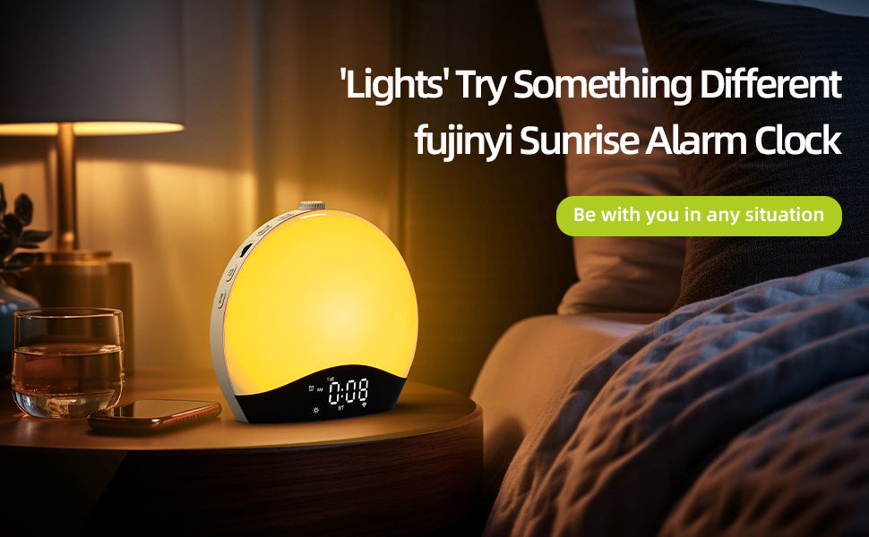 Sunrise Alarm Clock for Kids, Heavy Sleepers, and Bedrooms — White Noise Sound Machine with 5W Stereo Bluetooth Speaker, 25 Natural Sounds, Dual Alarms, and Lights