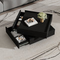 360° roterbart sofabord med 2 hylder og opbevaringsplads, sort, 60 x 60 x 38 cm