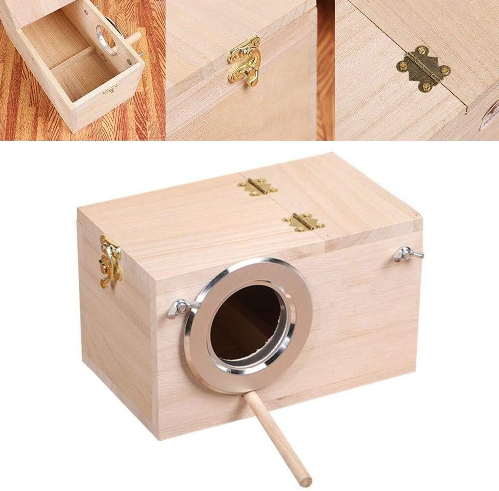 Nido para periquitos, casa de madera para aves, resistente y duradera, ideal para la cría de aves cactus (Tamaño: 29x15x15 cm)