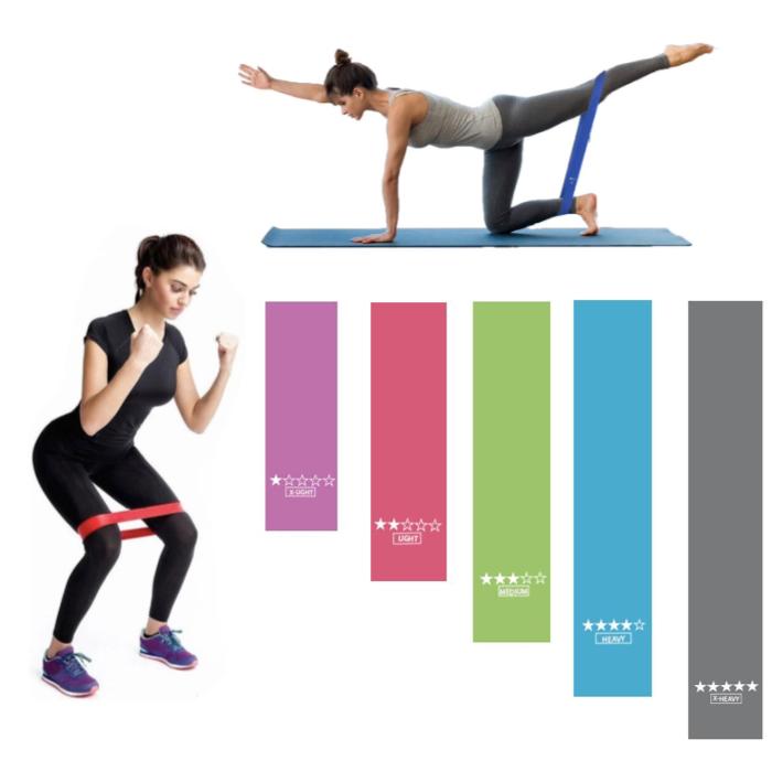 Paquete de 5 Bandas de Ejercicio, Bandas de Resistencia, Yoga, Rehabilitación, Multicolor, Talla Única
