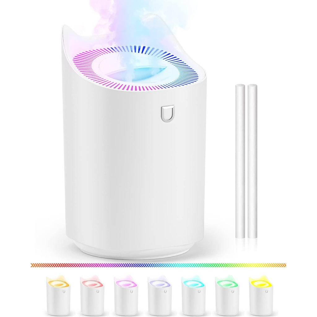 3L bedroom humidifier (up to 20 hours runtime), with color-changing night light for home and office, 3 mist modes, 2 nozzles