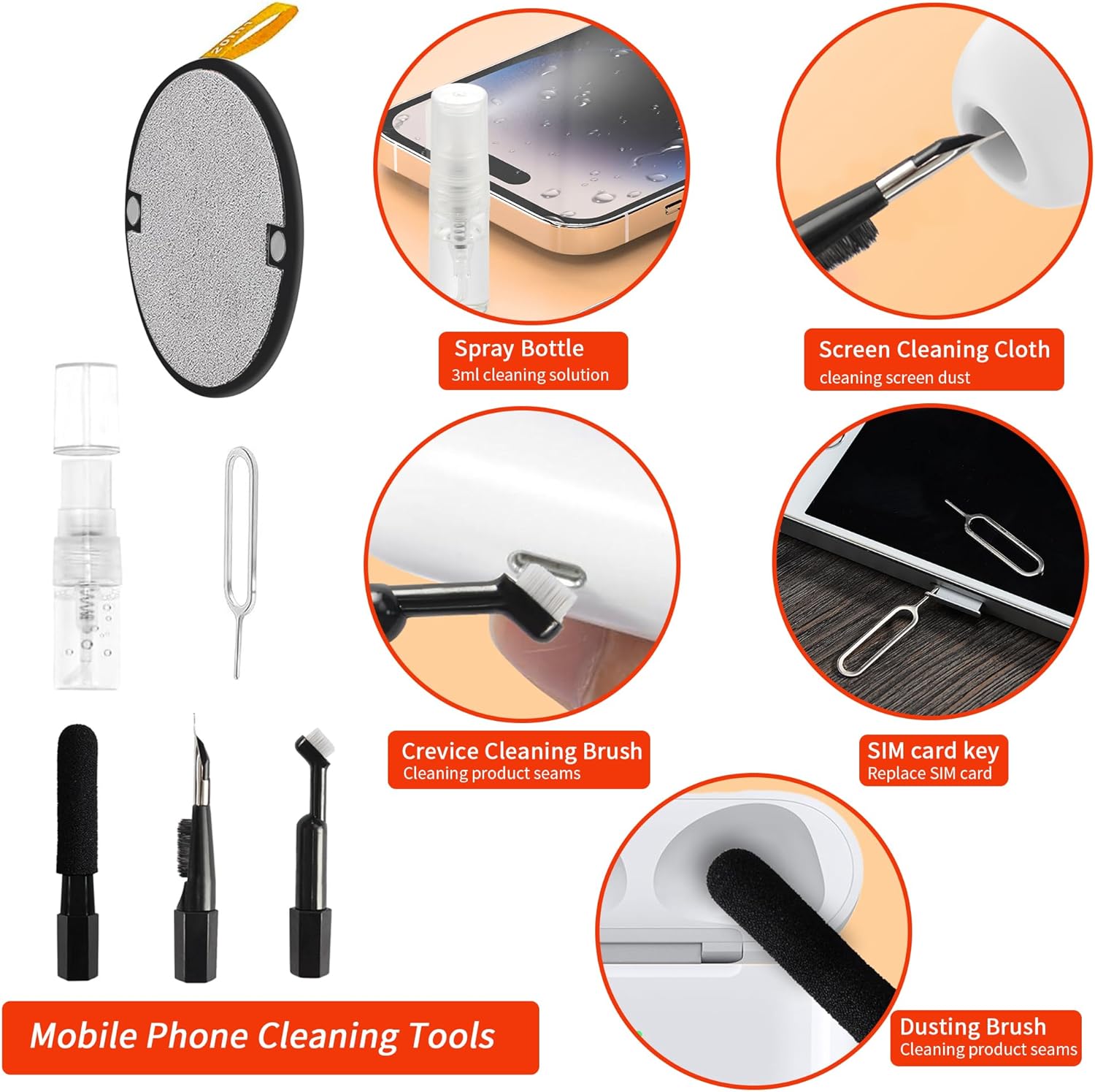 20-i-1 Rensesæt til bærbar skærm og tastatur, Rensesæt til mobiltelefon, Rensesæt til Airpod, Rensesæt til elektronik til mobiltelefoner