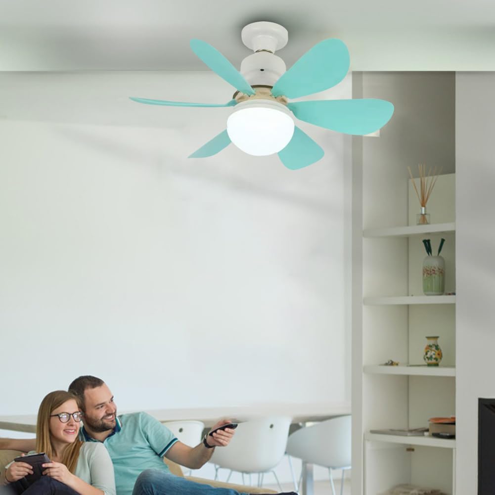 Ceiling fans with lights and remote control, 30W ceiling fan with dimmable light, quiet ceiling fan with 6 blades, 3 color temperatures, 3 speeds