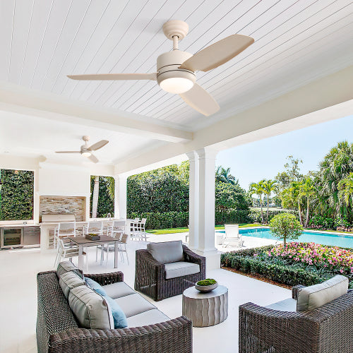 46-inch Ceiling Fan with Lights, 3 ABS Blades, 6-Speed DC Motor, Remote Control for Living Room | Beige
