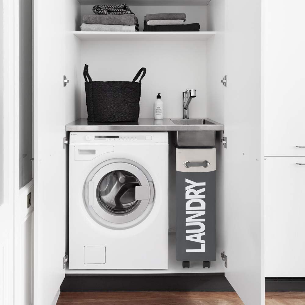 43L Laundry Basket with Wheels – Ultra-Slim, Multifunctional Laundry Hamper and Wash Bag