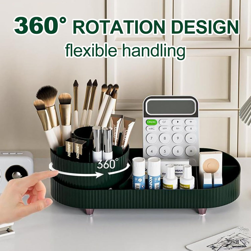 Roterende makeup-organizer med 360 graders rotation – 2-i-1 roterende rum til kosmetik, perfekt til kommoden.