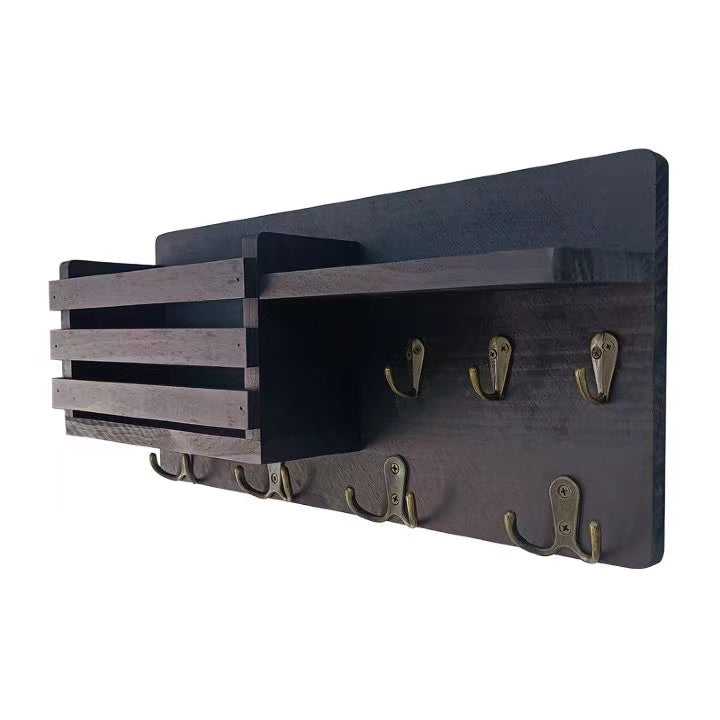 Decorative Wall Key Holder, Rustic Mail Organizer, Wooden Letter Organizer with Key Hooks