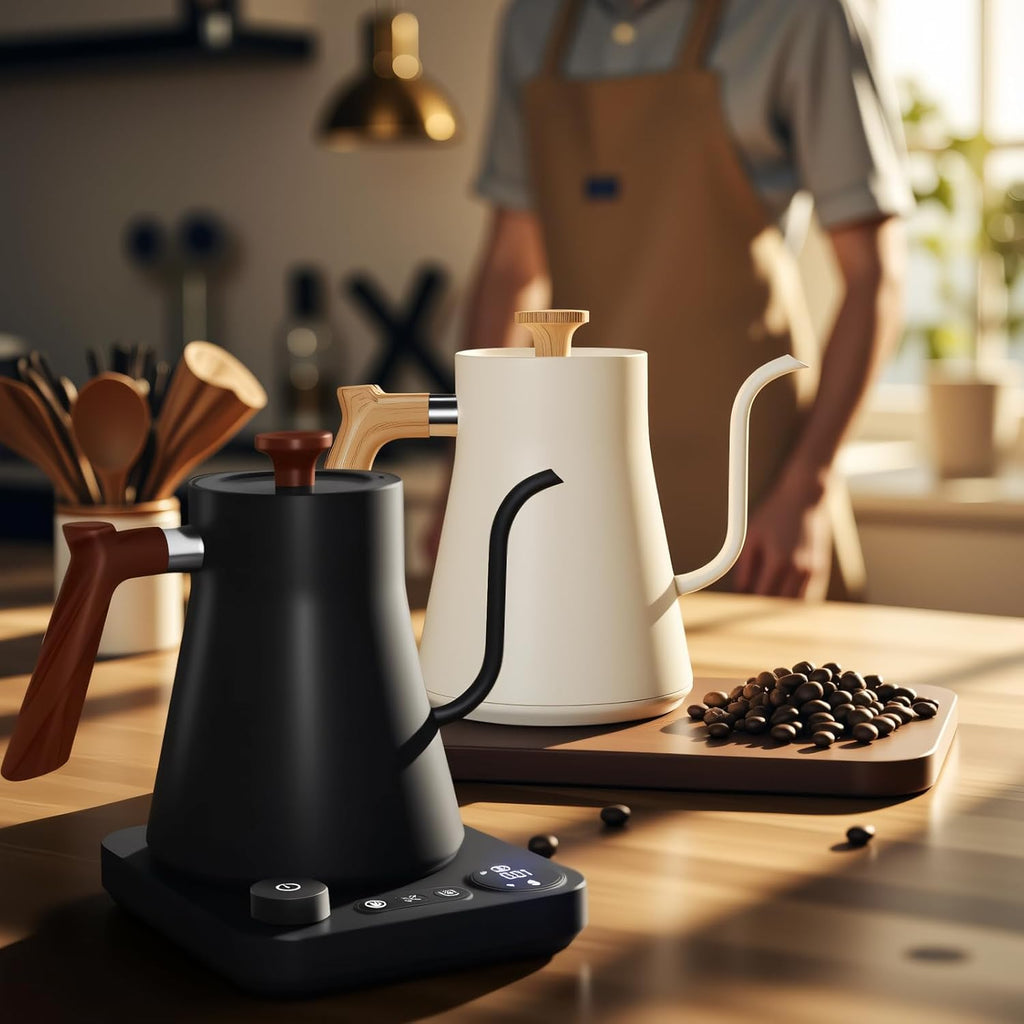 Bouilloire électrique numérique intelligente avec contrôle de température variable, intérieur en acier inoxydable, bouilloire électrique à col de cygne à chauffage rapide de 1200 W, finition élégante