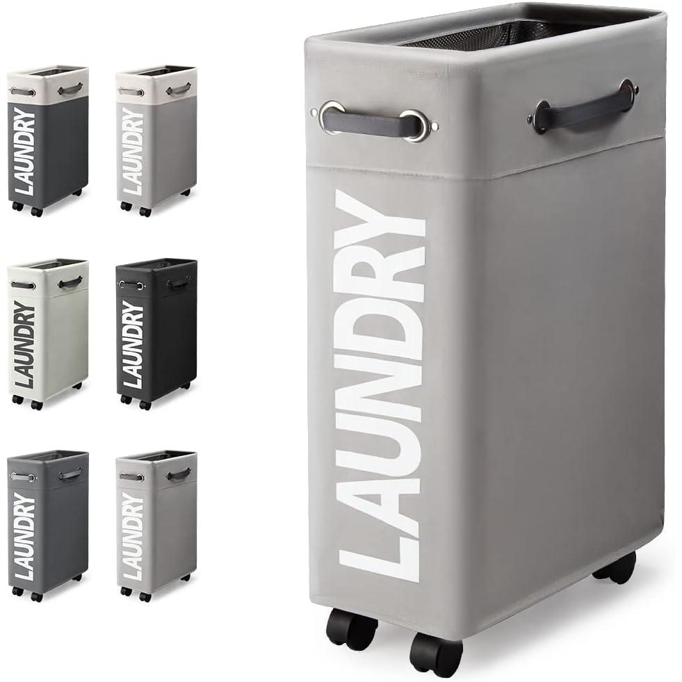 43L Laundry Basket with Wheels – Ultra-Slim, Multifunctional Laundry Hamper and Wash Bag