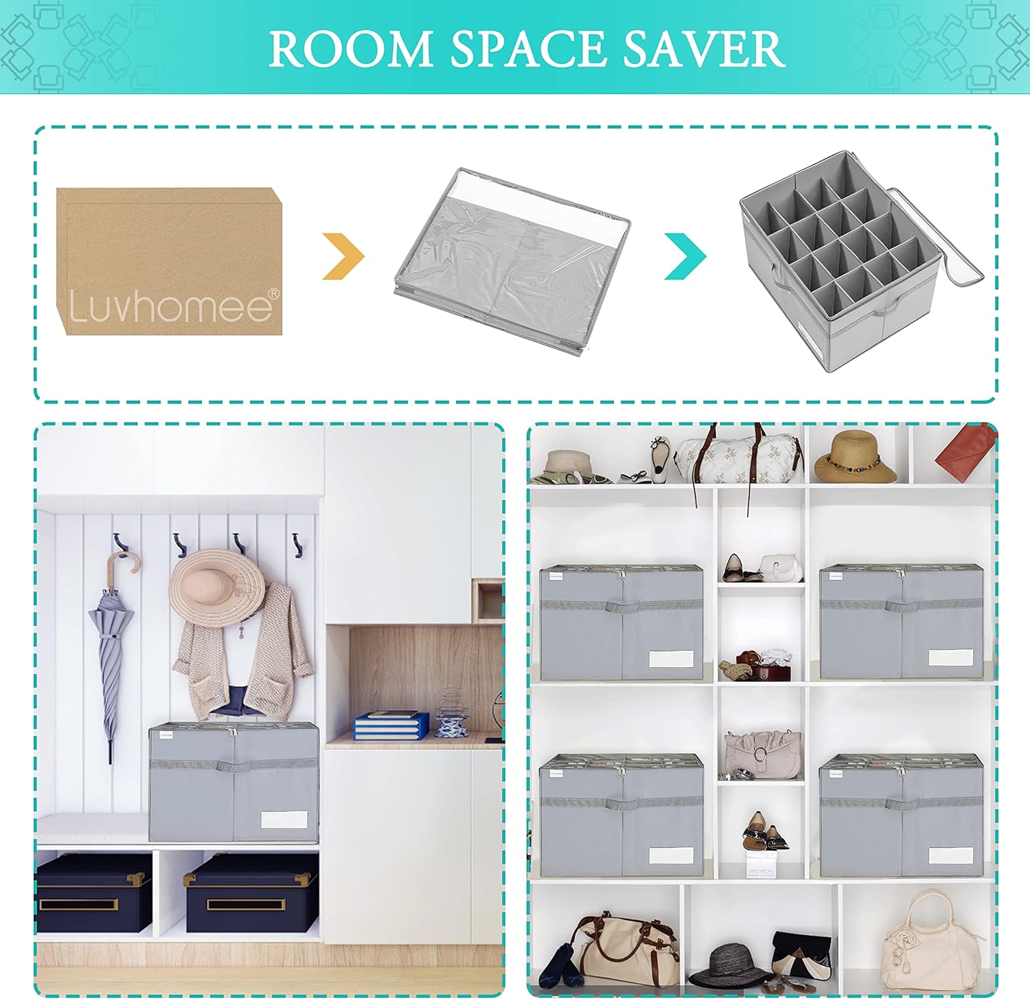 Closet Shoe Organizer Containers ¡ª Holds 16 Pairs ¡ª Transparent Shoe Storage Boxes