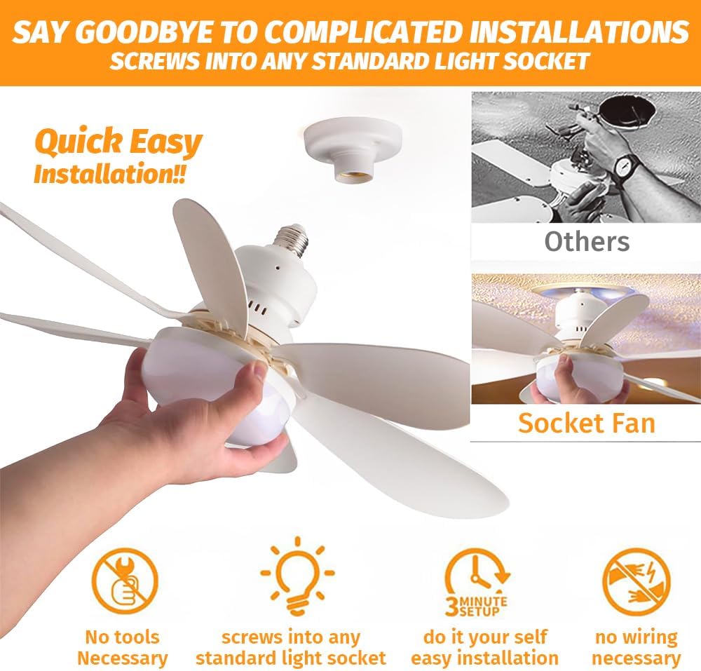 Ceiling fans with lights and remote control, 30W ceiling fan with dimmable light, quiet ceiling fan with 6 blades, 3 color temperatures, 3 speeds