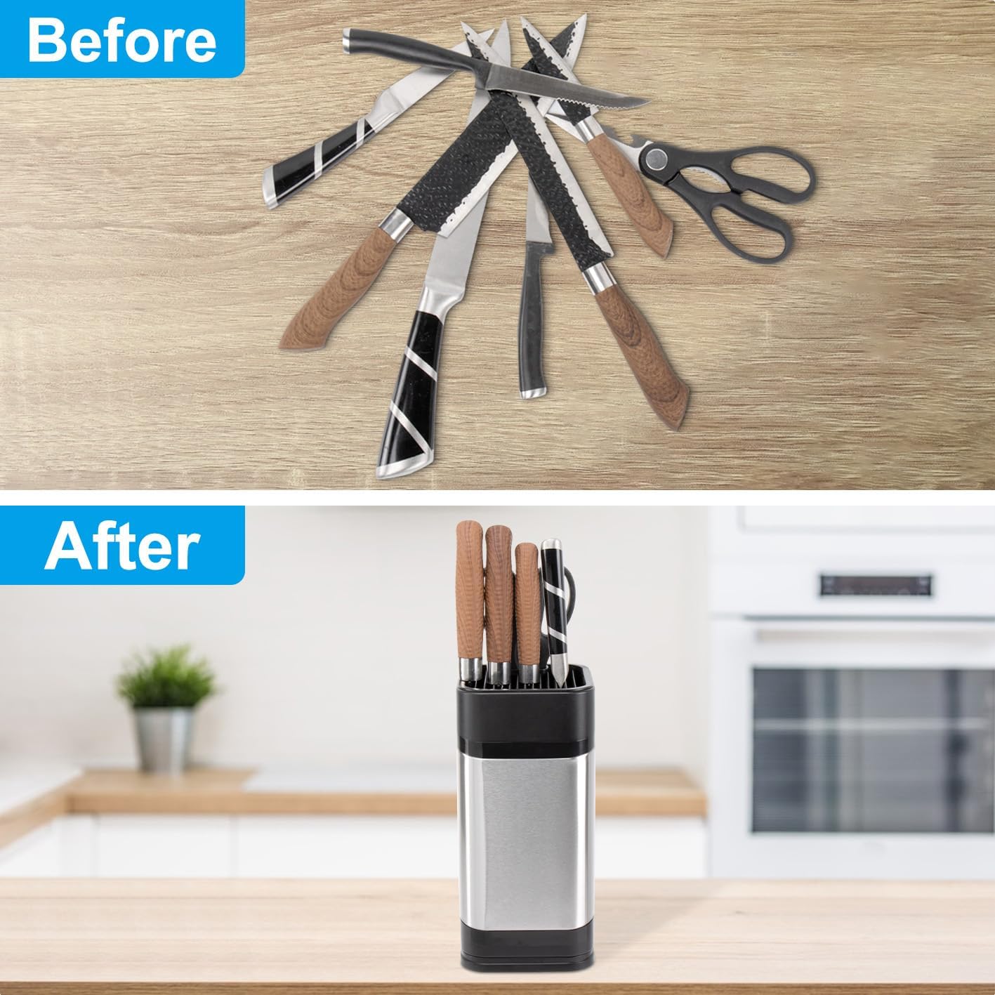 Universal Kitchen Knife Holder, Universal Stainless Steel Knife Holder for Kitchen Countertop, Knife Holder