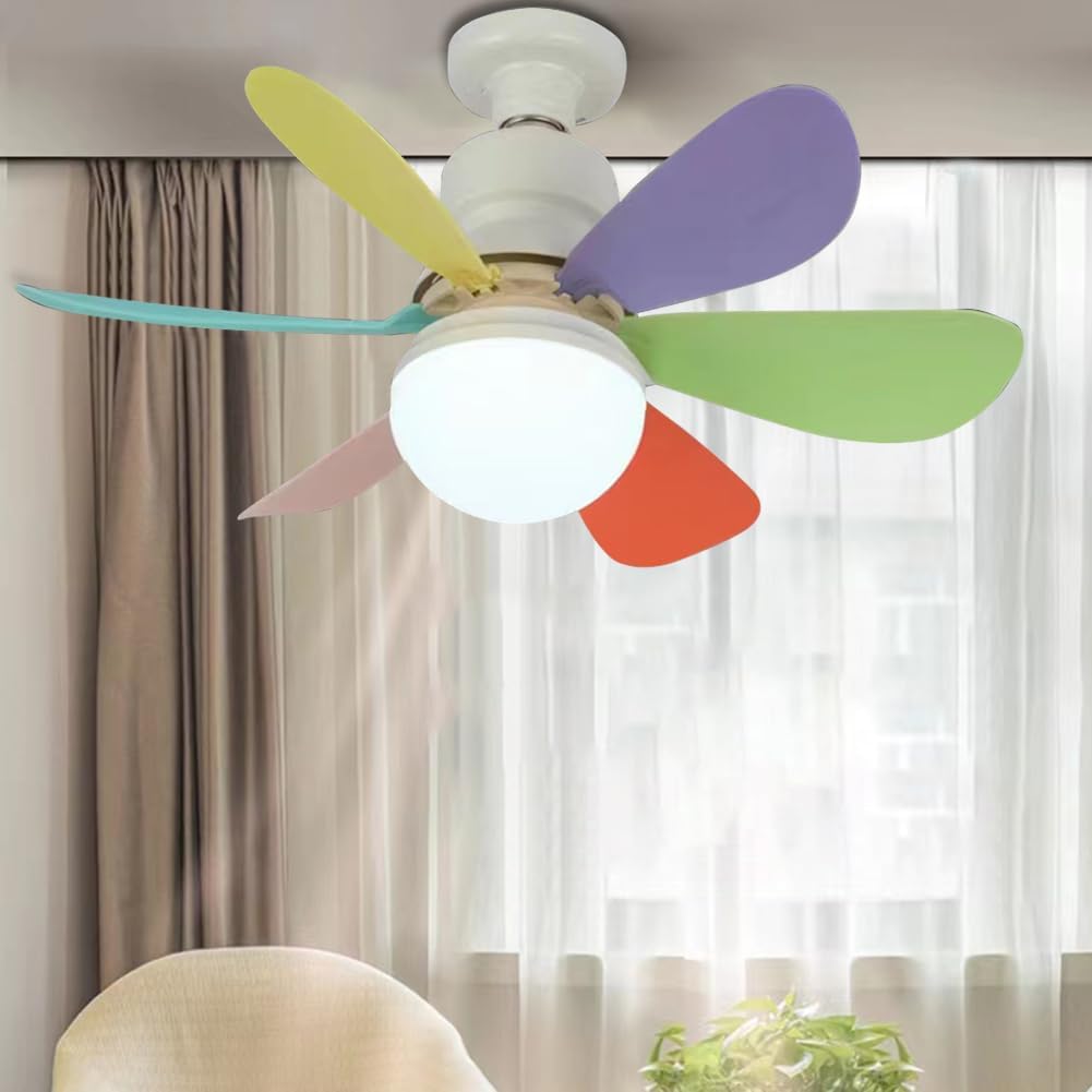 Ceiling fans with lights and remote control, 30W ceiling fan with dimmable light, quiet ceiling fan with 6 blades, 3 color temperatures, 3 speeds