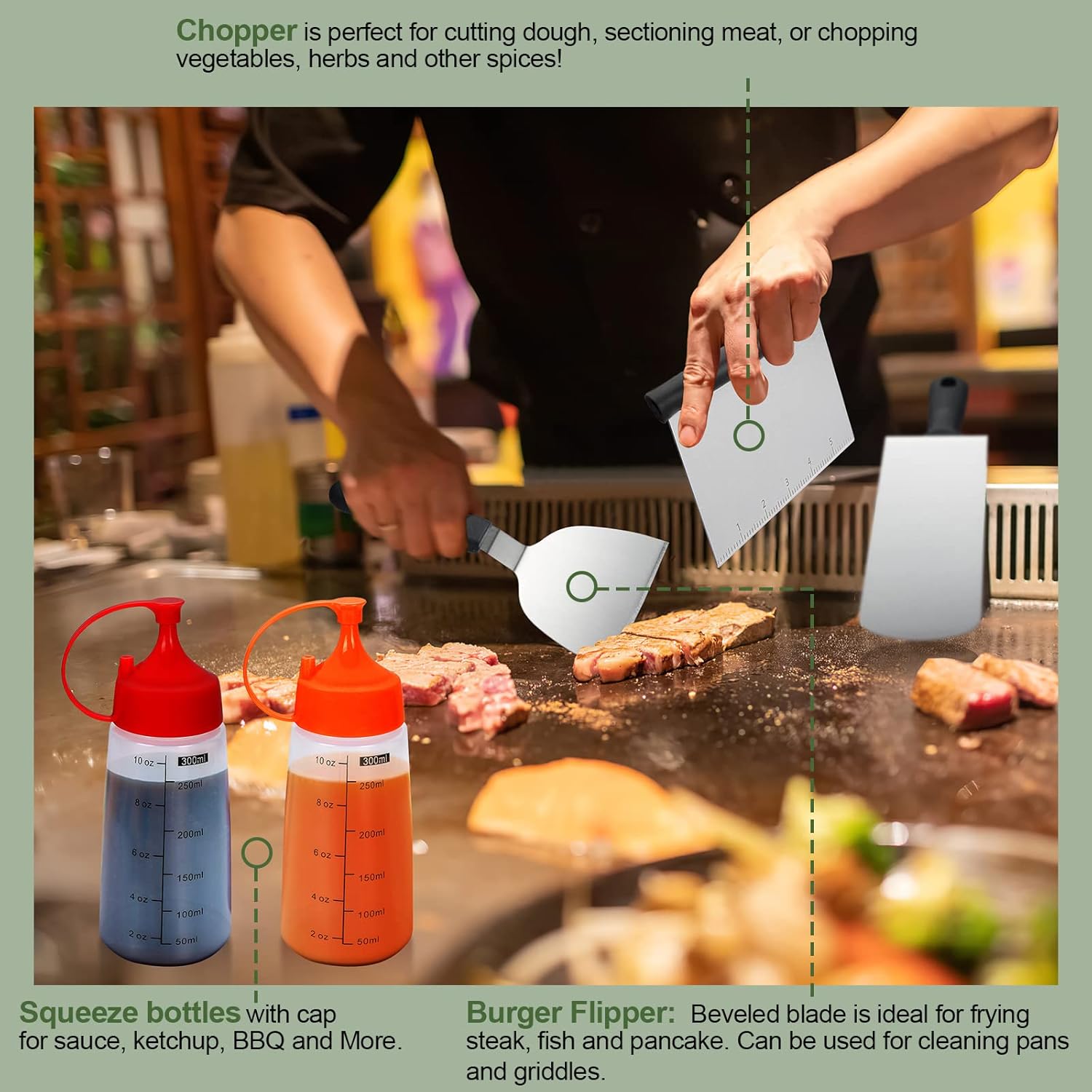 Ensemble de 18 accessoires pour barbecue, kit d'accessoires pour plancha pour Blackstone et Camp Chef