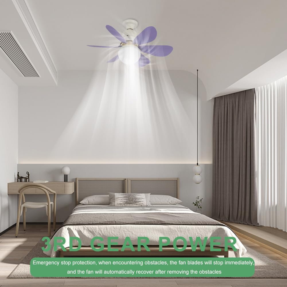 Ceiling fans with lights and remote control, 30W ceiling fan with dimmable light, quiet ceiling fan with 6 blades, 3 color temperatures, 3 speeds