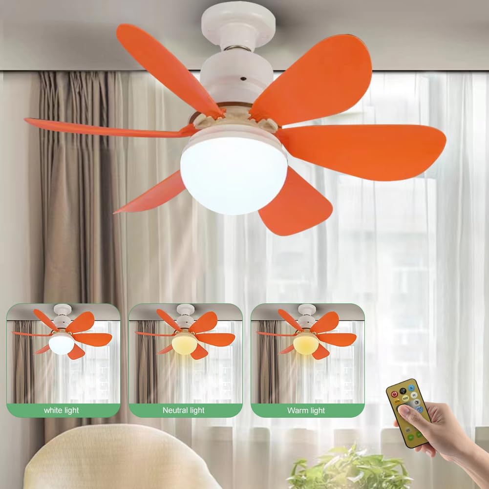 Ceiling fans with lights and remote control, 30W ceiling fan with dimmable light, quiet ceiling fan with 6 blades, 3 color temperatures, 3 speeds