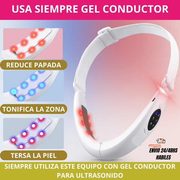 Dispositivo de modelado de barbilla, dispositivo de lifting y reafirmación facial, masajeador de cuello con terapia de luz LED