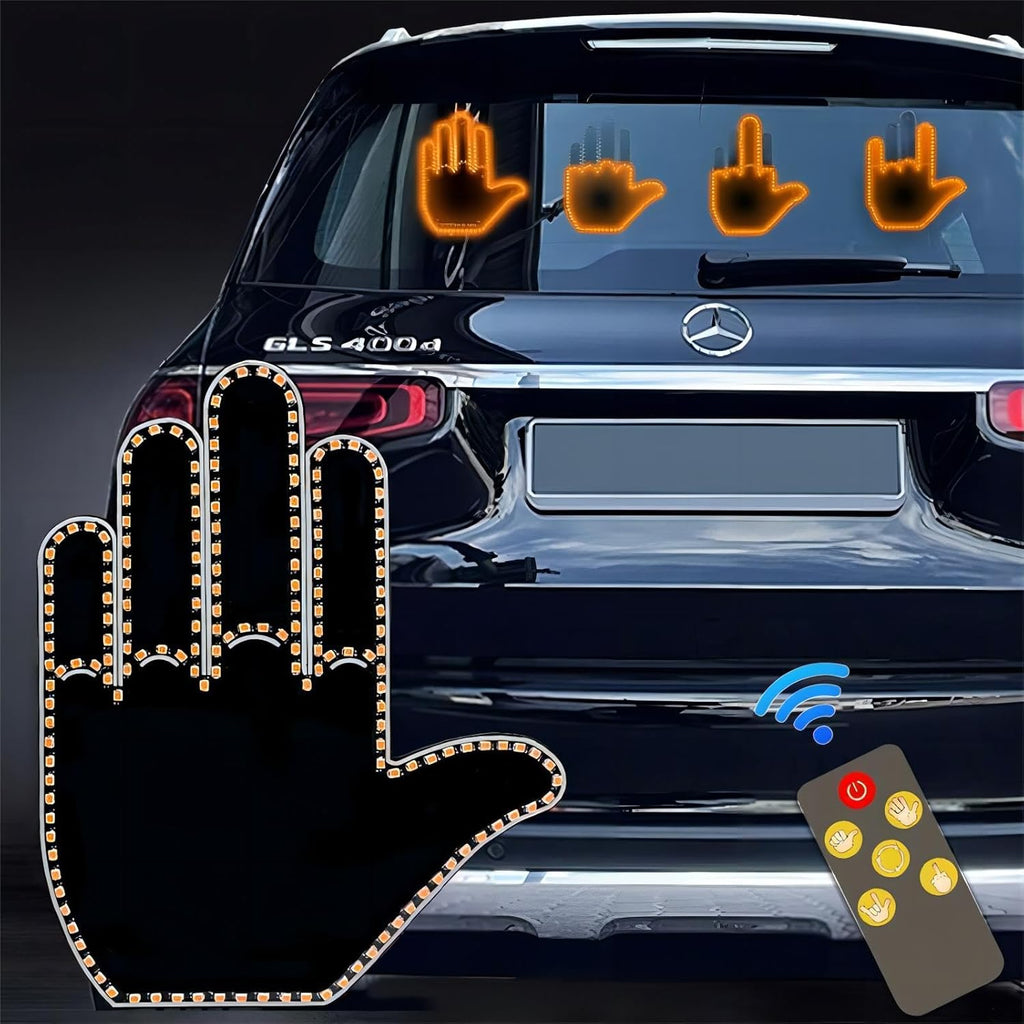 Fun LED light for the rear car window, featuring a remote-controlled LED finger gesture light.