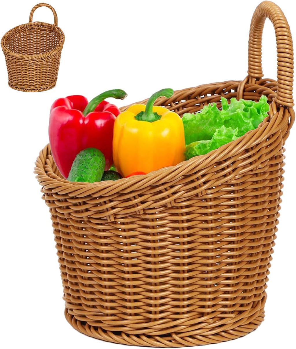 Hanging basket with handles, hanging storage basket, hanging bag, wicker textile comparison basket