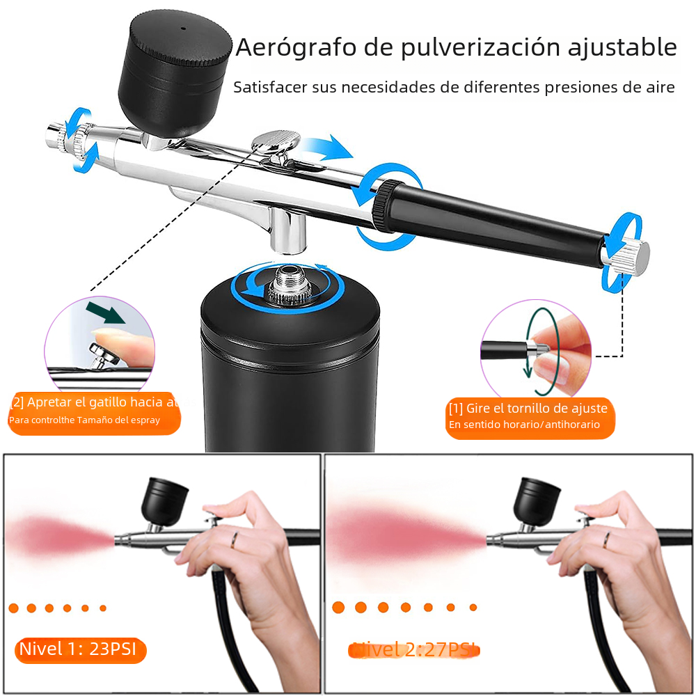 Mini pistolet pulvérisateur portable pour ongles et maquillage, aérographe en métal