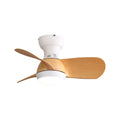 Ventilador de techo mini LED de 23 pulgadas con regulador de 3 colores, 3 aspas de ABS, control remoto, color madera