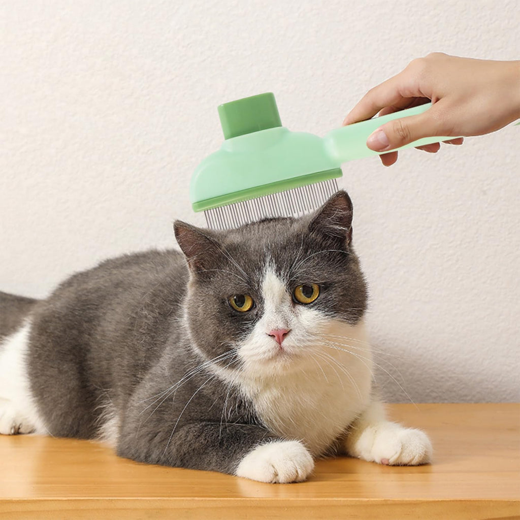 Paquete de 2 cepillos autolimpiantes para gatos, cepillo/peine efectivo para el cuidado de gatos y perros (pelo largo y corto)