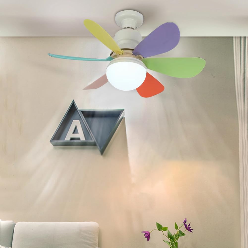 Ceiling fans with lights and remote control, 30W ceiling fan with dimmable light, quiet ceiling fan with 6 blades, 3 color temperatures, 3 speeds