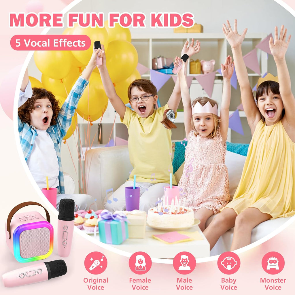 Kids' Karaoke Machine – Gifts for Girls: Portable Mini Singing Machine with 2 Wireless Microphones – Toys for Girls Ages 5, 6, 7, 8, 9, 10 – Birthday Gift Ideas