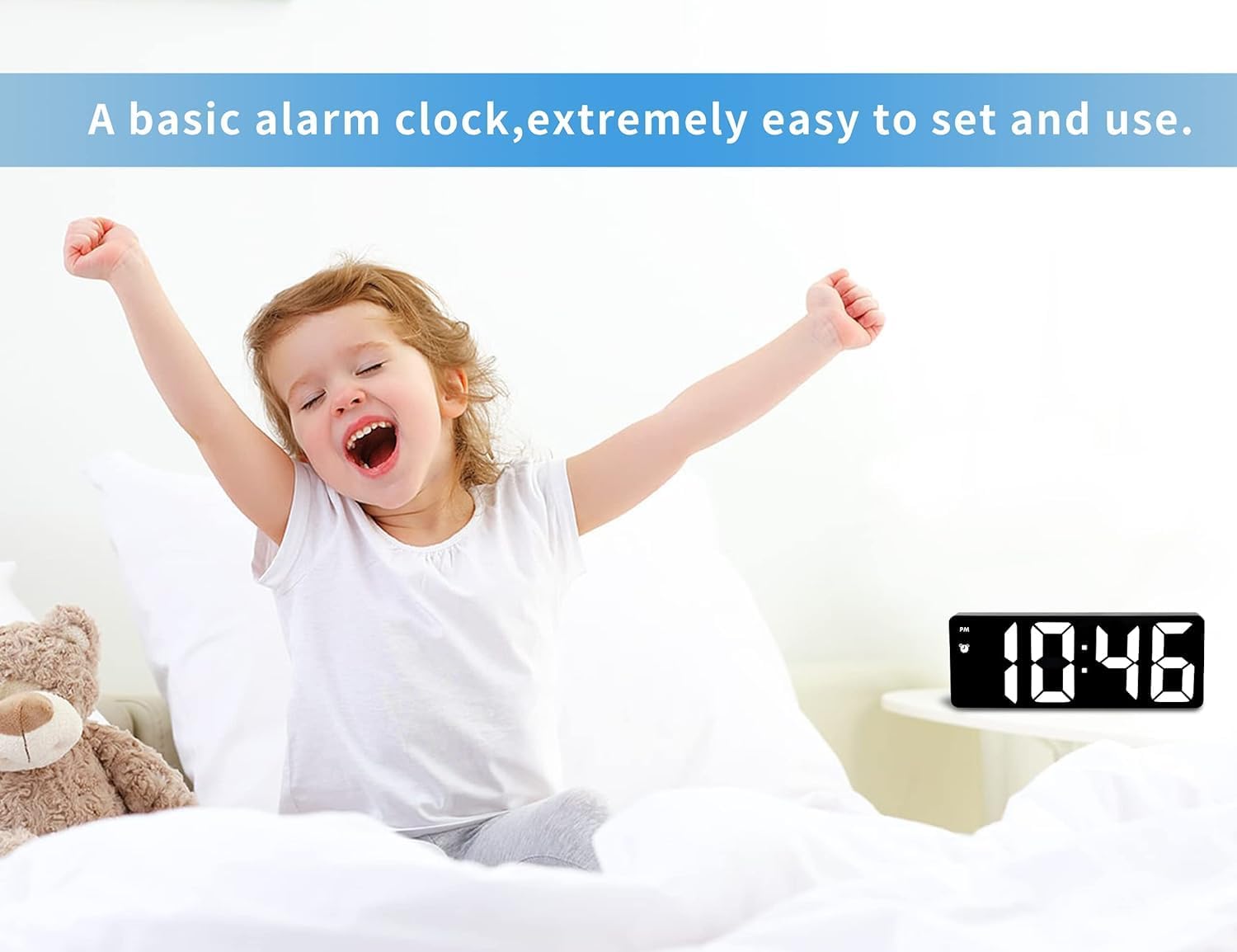 Digital Bedside Alarm Clock ¡ª Electronic Clock with Large LED Mirror, Temperature, Date, Adjustable Brightness, and Voice Control.