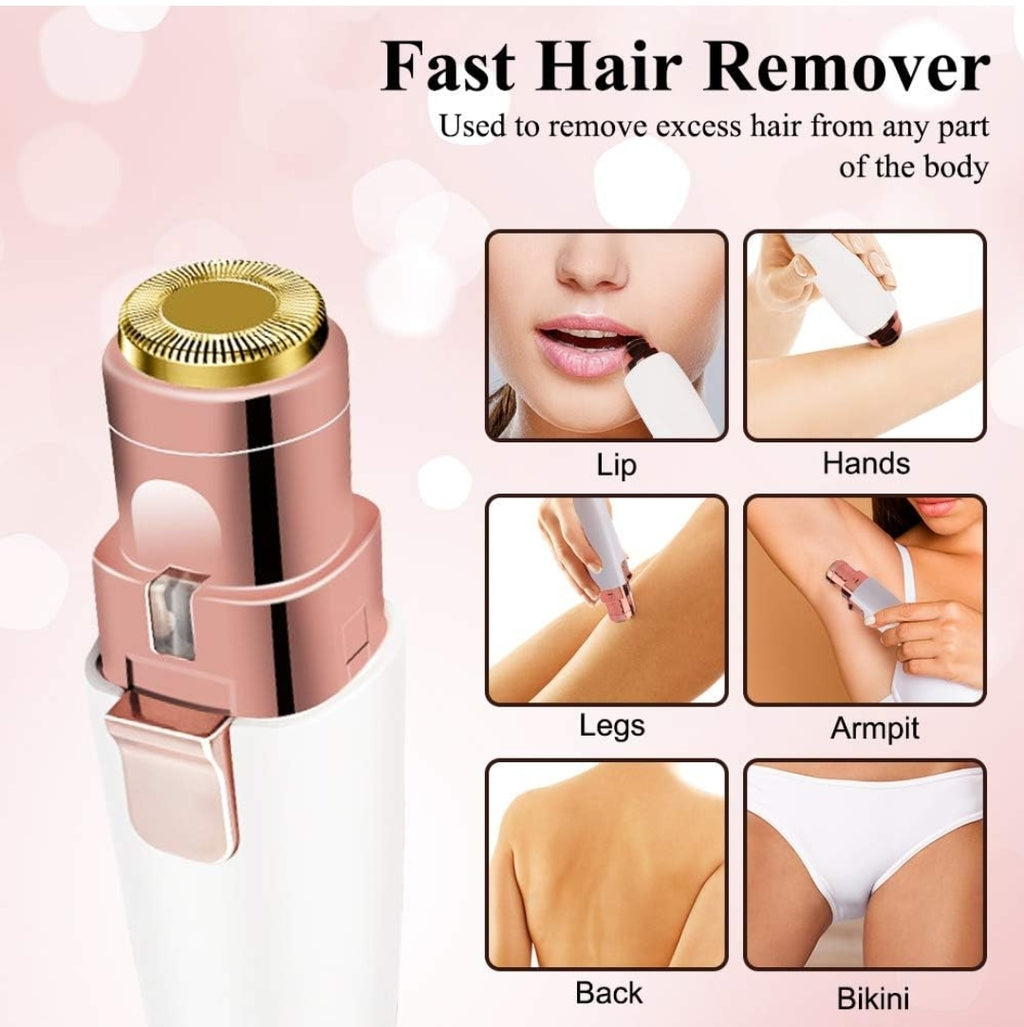 Depiladora Facial Eléctrica 2 en 1 para Mujeres ¨C Recortadora de Cejas y Dispositivo de Eliminación de Vello Facial ¨C Recargable por USB, Impermeable, Portátil, Indolora, con Luz LED ¨C Para Cara, Nariz y Labios (Blanca)