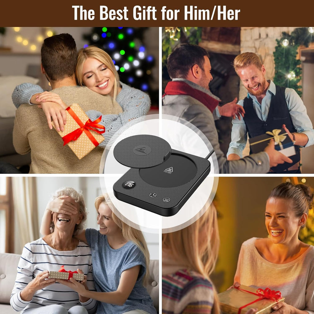 Cup Warmer, Coffee Cup Warmer with 4 Temperature Settings, Coffee Warmer with Auto Shut-Off, Waterproof Anti-Scald Desktop Cup Warmer, Coffee Cup Warmer with Status Display