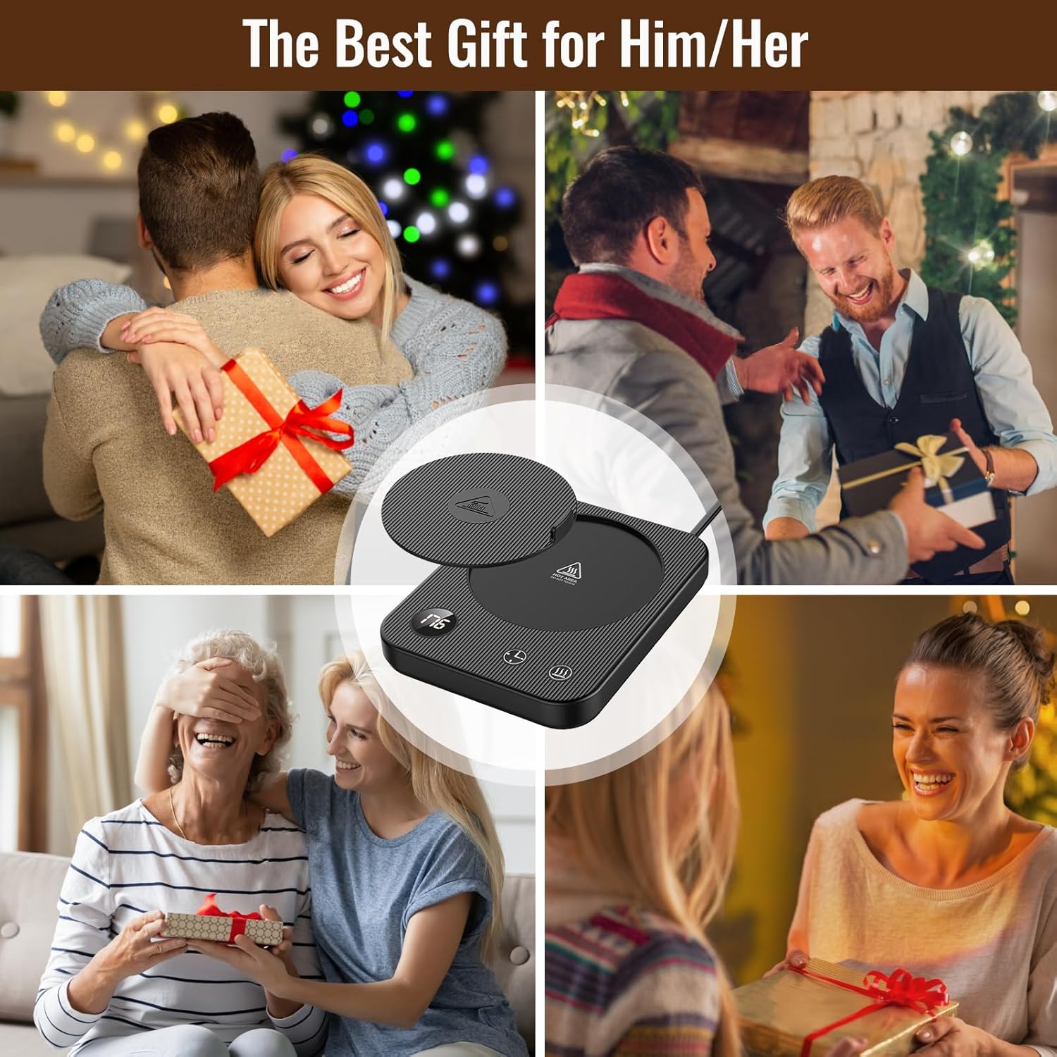 Cup Warmer, Coffee Cup Warmer with 4 Temperature Settings, Coffee Warmer with Auto Shut-Off, Waterproof Anti-Scald Desktop Cup Warmer, Coffee Cup Warmer with Status Display