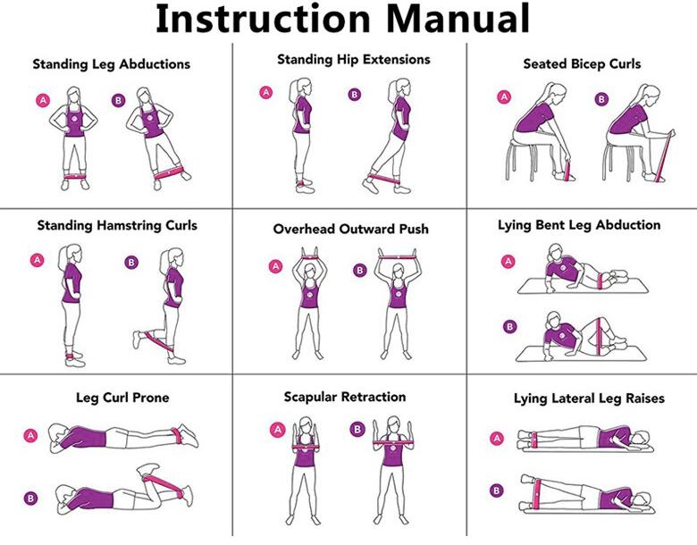 Lot de 5 bandes d'exercice, bandes de résistance, yoga, rééducation, multicolore, taille unique