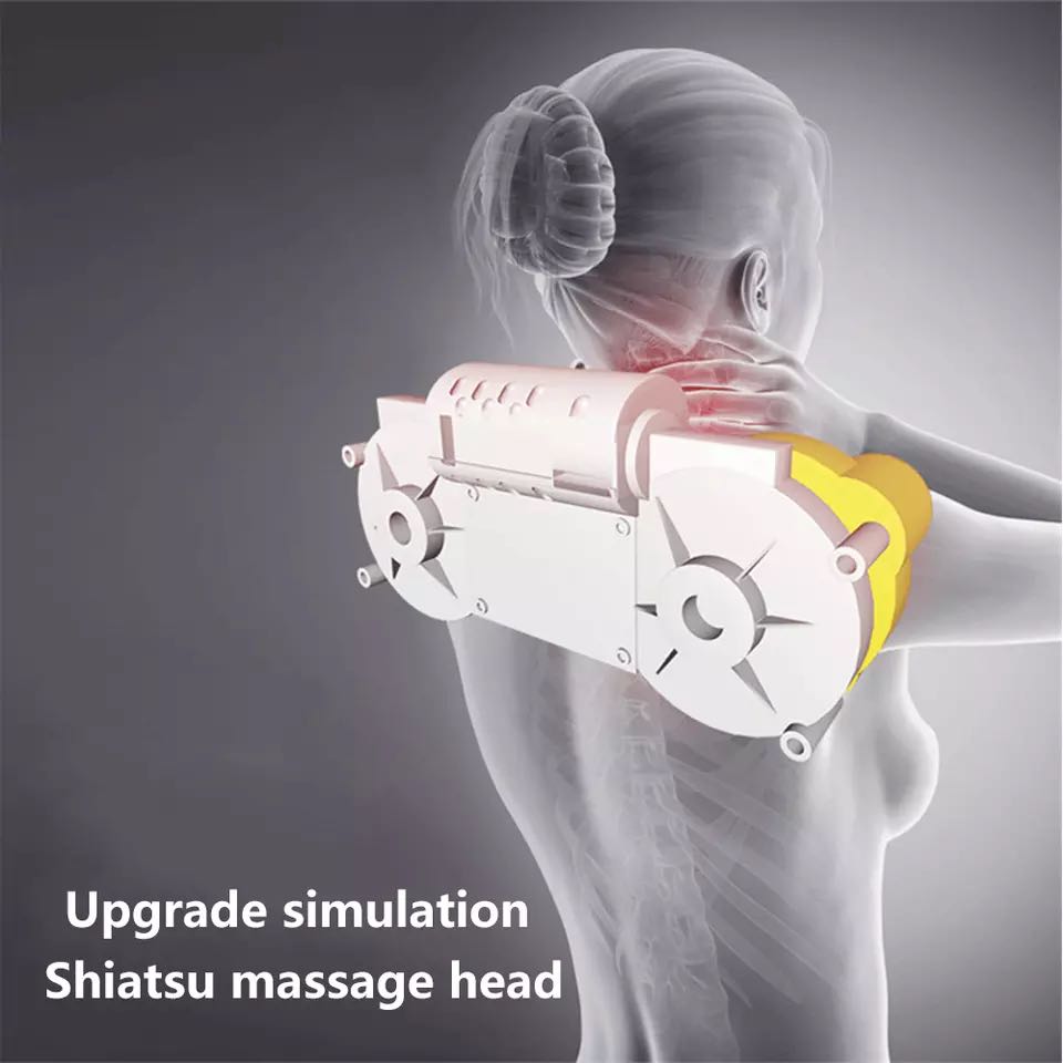 Masseur électrique shiatsu en U pour le dos, le cou et les épaules avec chaleur infrarouge et pétrissage pour usage domestique (avec adaptateur)