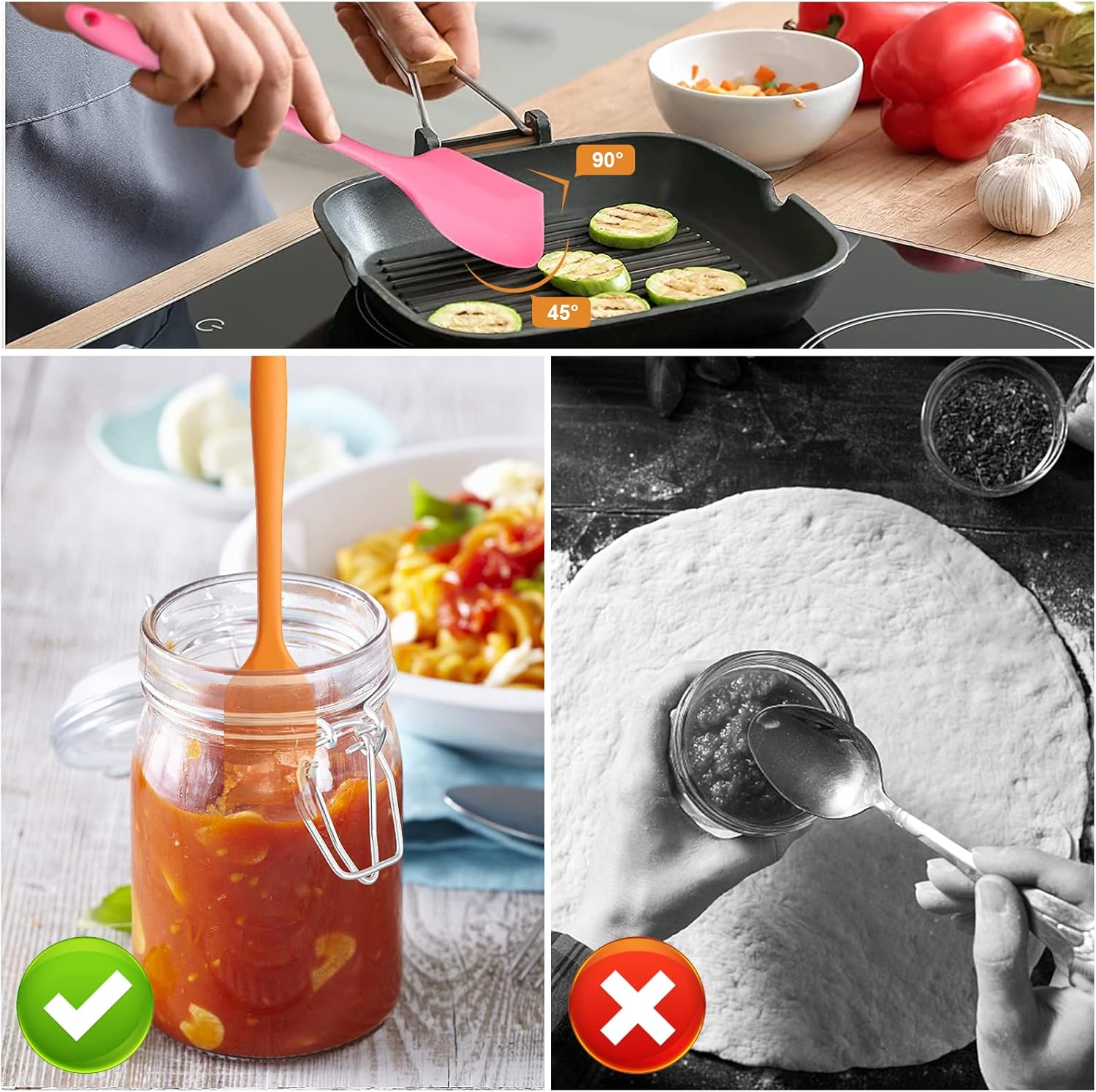 5 dele silikone køkkenspatler, silikone køkkenspatler med metalkerne, 260℃ non-stick varmebestandig køkkenspatel, silikone køkkenspatel til madlavning og bagning
