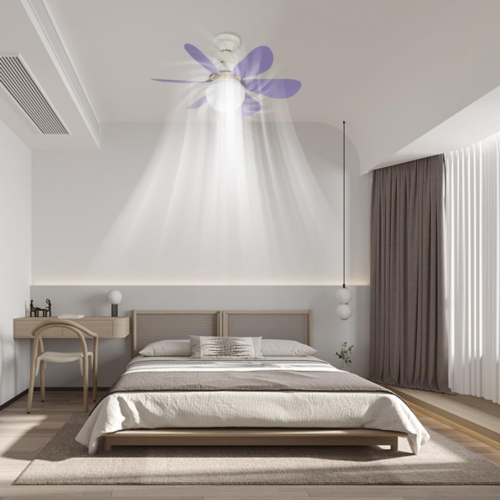 Ceiling fans with lights and remote control, 30W ceiling fan with dimmable light, quiet ceiling fan with 6 blades, 3 color temperatures, 3 speeds