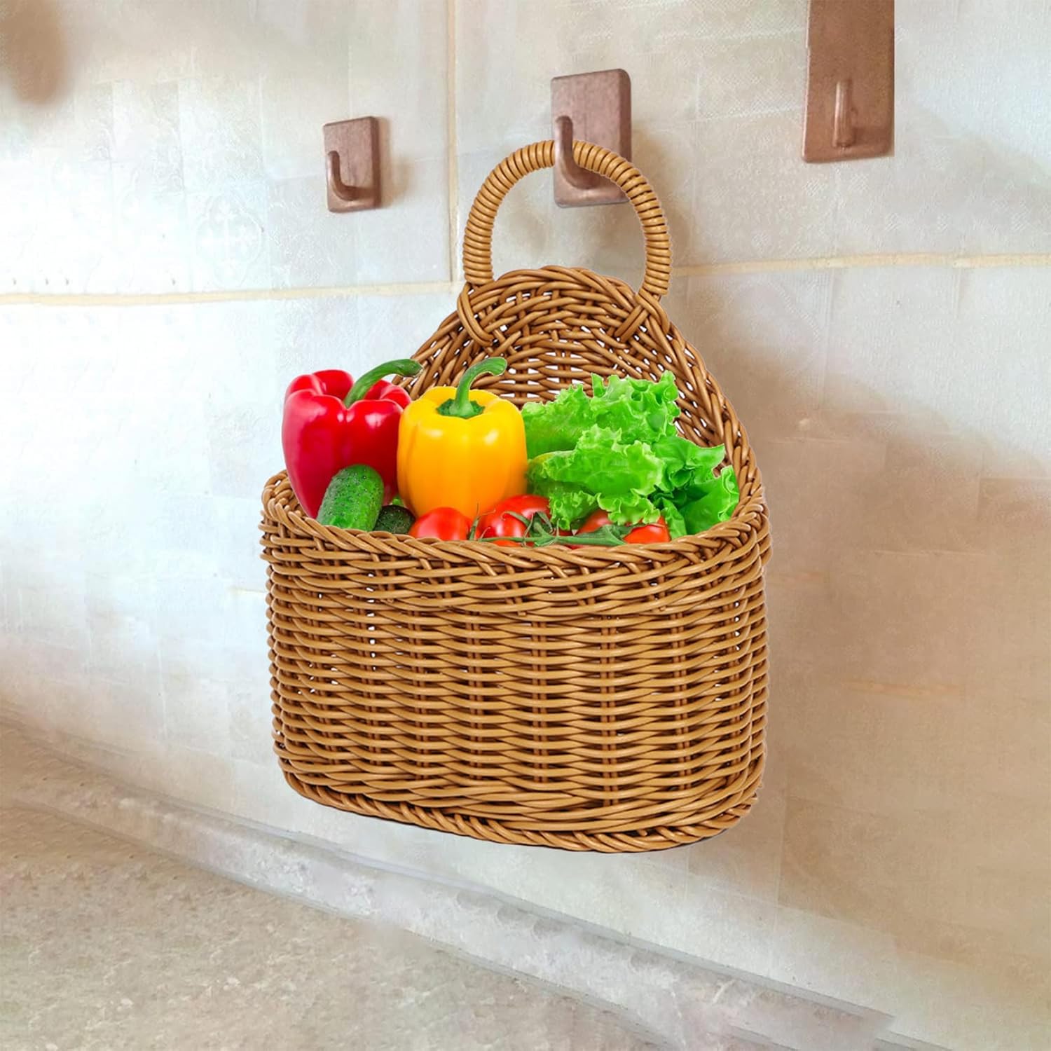Hanging basket with handles, hanging storage basket, hanging bag, wicker textile comparison basket
