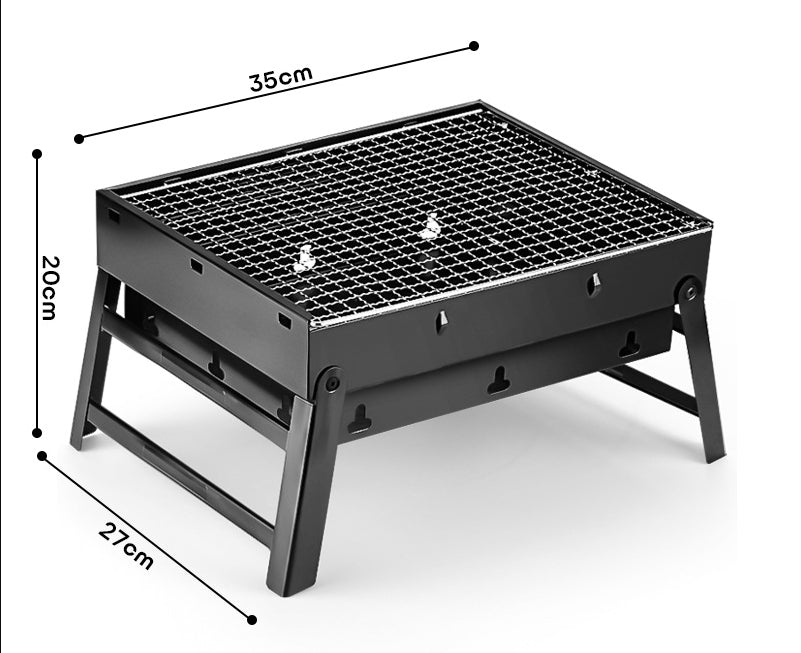Portable Charcoal Grill, 17-Inch Foldable, Compact Tabletop Charcoal Grill, Mini Smoker, Small Outdoor BBQ Grill for Travel, Patio, Picnics, and the Beach