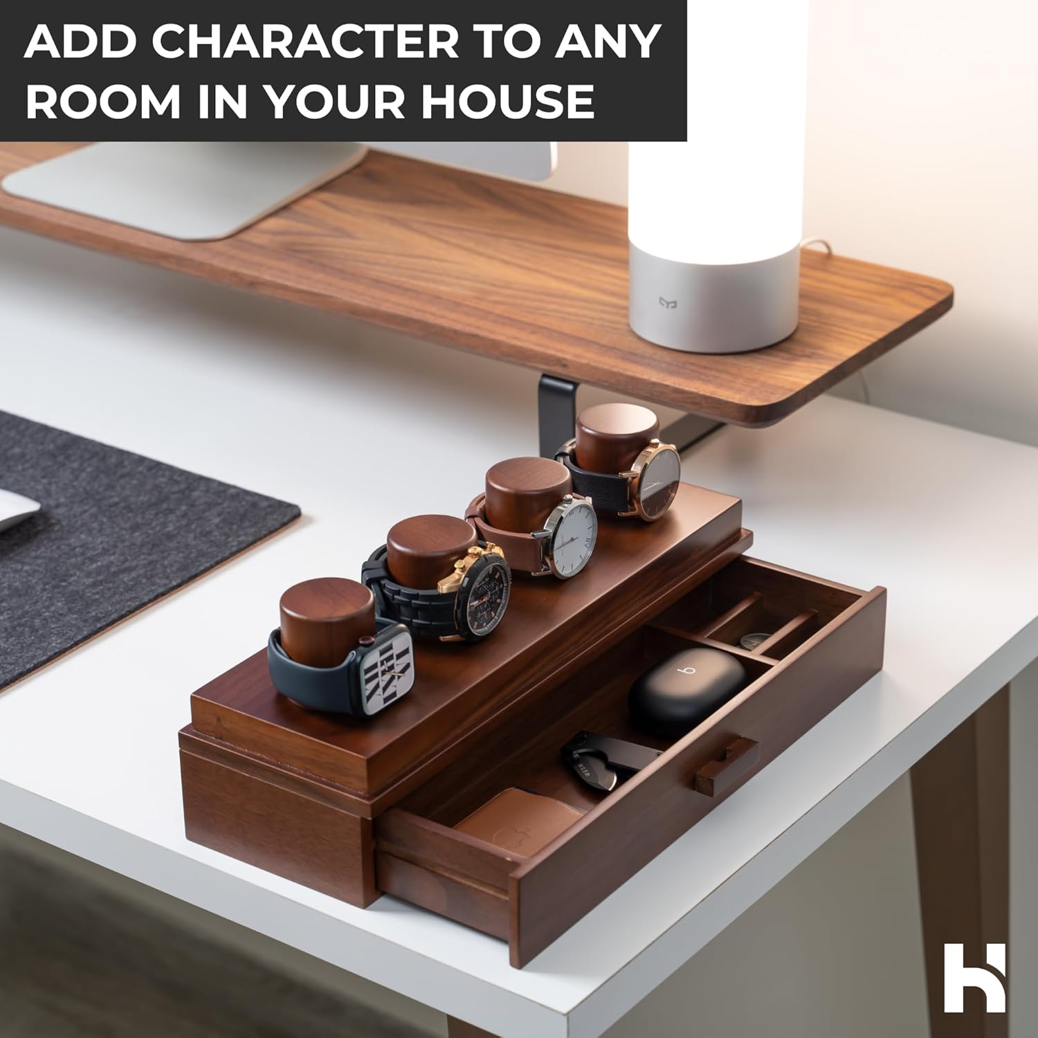 Elevate your watch collection with this premium display case for 4 watches. A unique birthday gift for men. Wooden box and case for men's watches.